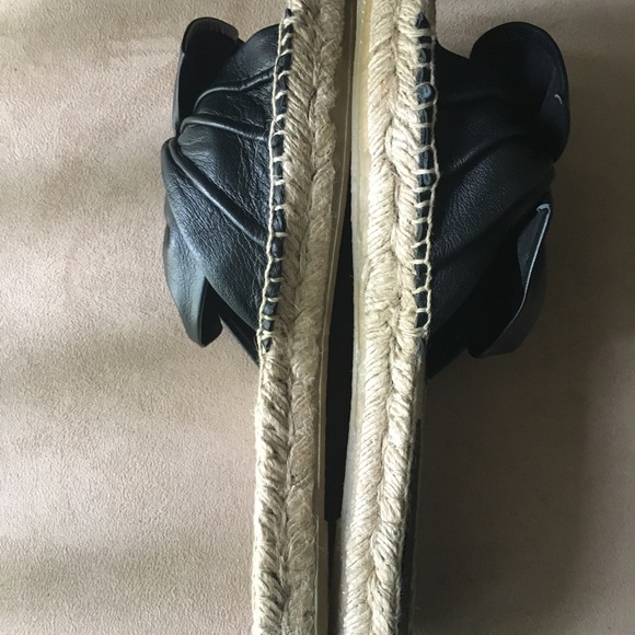 PATRICIA GREEN NIB AUTHENTIC BLACK GENUINE LEATHER ESPADRILLES SLIP ON - Picture 3 of 13